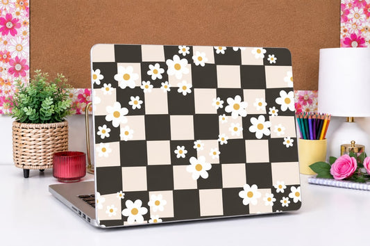 Checkered Flower Laptop Wrap