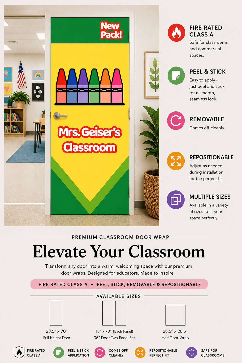 **Window Friendly! Crayon Peel & Stick Door Wrap
